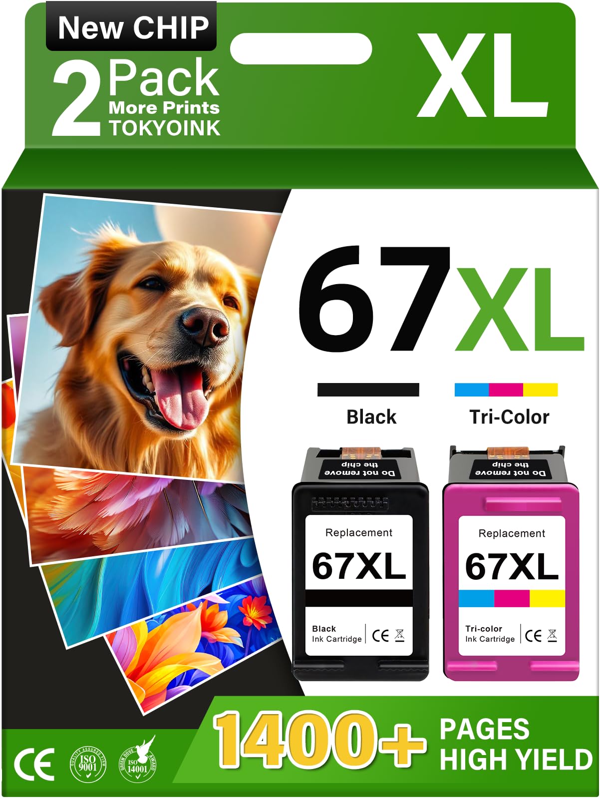 Photo 1 of **black ink only, opened, no color ink**TOKYOINK 67XL Ink Cartridges Compatible for HP67 HP Ink 67 Black/Color Combo Pack for DeskJet 2855e 2827e 2800e 4255e 2755e 2700e 2852e 2700 4155e 2734e 4227e Envy 6000 6055e 6400 Printer