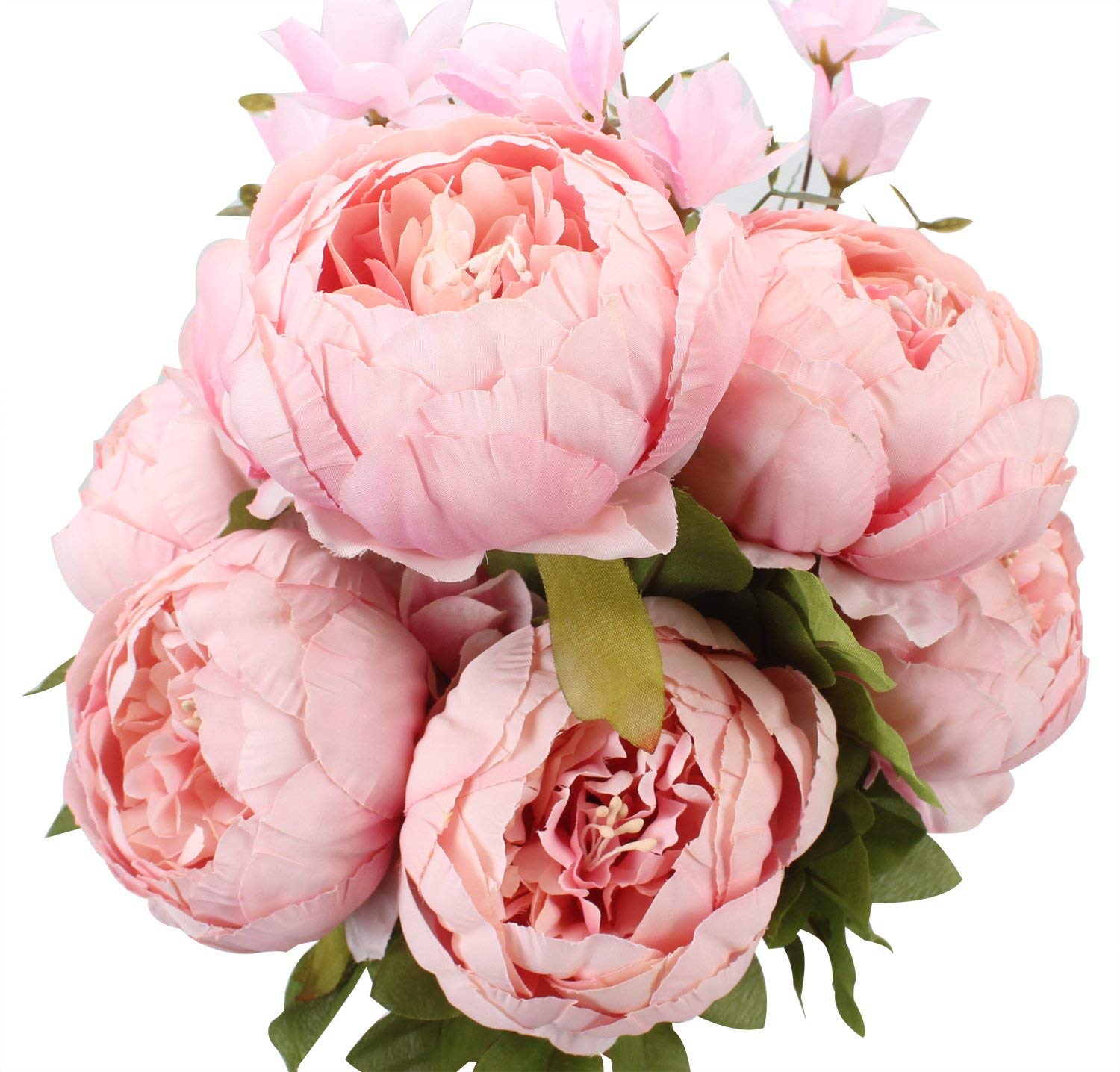 Ruiuzioong Vintage Artificial Peony Silk Flowers Bouquets Wedding Decoration Home Table Kitchen Office Garden Bridal Greenery Plants (Spring Light Pink)