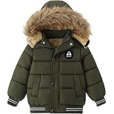 AMIYAN Toddler Down Winter Coat Boys Girls Fleece Jacket Hooded Thickened Warm Coat Outerwear for Kids 1-6 Years
