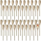 50 PCS Wooden Spoons for Crafts - 12 Inches Kitchen Long Wooden Spoons for Cooking, Long Handle Wood Spoons Oval Wood Mixing Spoons Baking Mixing Serving Craft Utensils