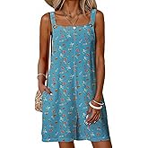 Dokotoo Womens Rompers for Summer Casual One Piece Sleeveless Jumpsuits for Women Stretchy Printed Loose Fit Wide Leg Short Overalls Pant Jumpsuit with Pockets 2026 Beach Vacation Outfits Green Small
