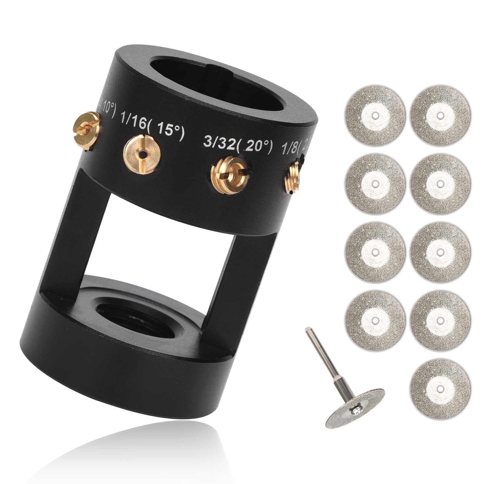 Aluminum Tungsten Electrode Sharpener Grinder for TIG Welding, TIG Sharpener Welding Tungsten Grinder Head TIG Welding Tool with 4 Multi-Angle Cut-Off Slots and 10 Grinding Discs Replacement