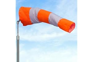 Airport Windsock- Orange and White Heavy Duty for Aviation and Airport Use (18"x60")