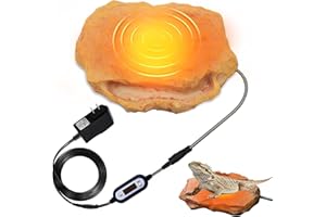 MECESOR Heat Rocks for Reptiles Heat Rock with Feeding Trough & Temperature Control-Basking Climbing Warmer Heated Rock for Bearded Dragons,Turtles,Snakes,Lizards-Orange