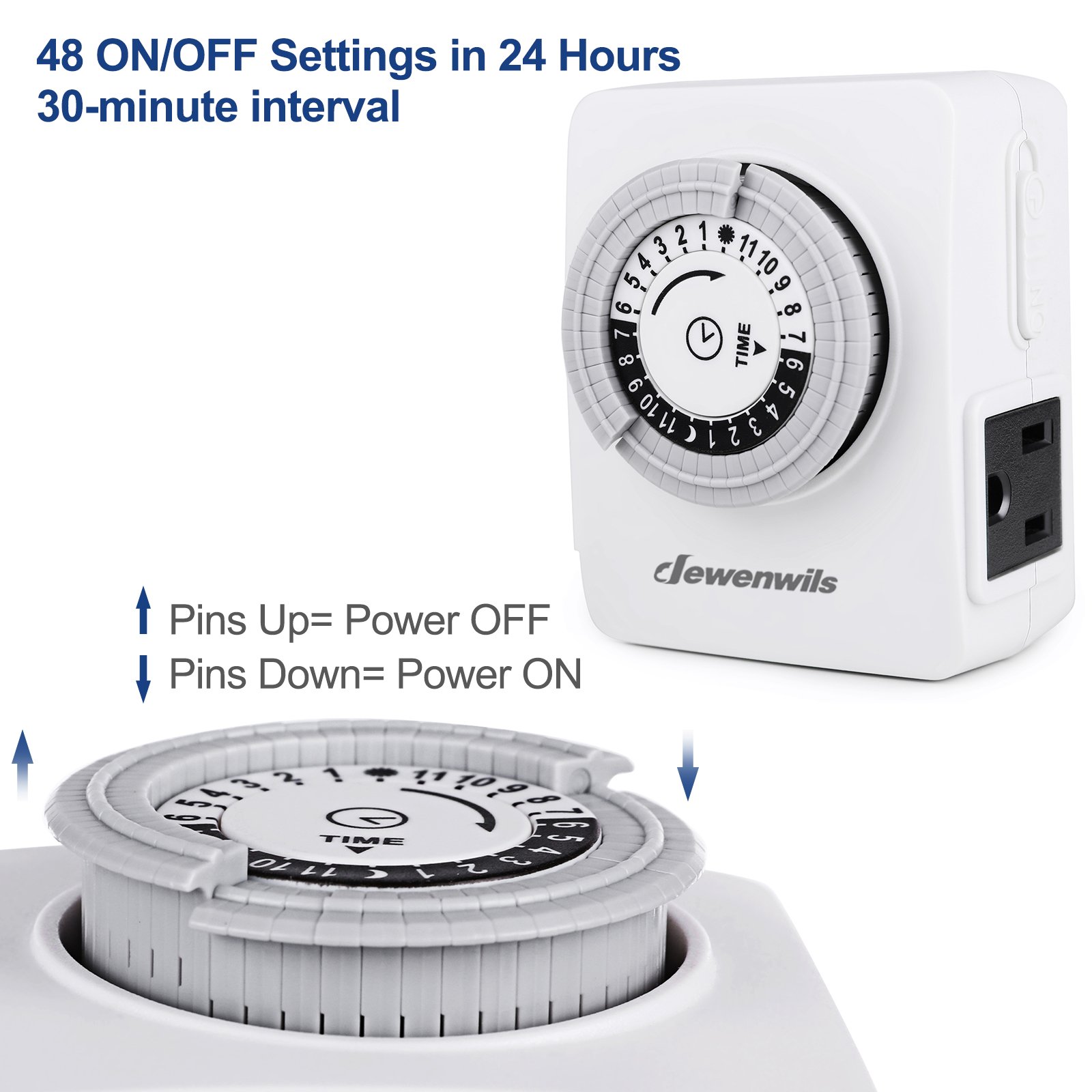 Electrical DEWENWILS 2 Pack Indoor Mechanical Outlet Timer 24 Hour