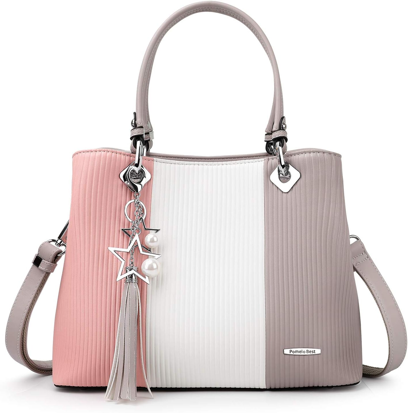 Pomelo BestHandbags for Women with Multiple Internal Pockets in Pretty Color Combination, Women's Satchel Handbag