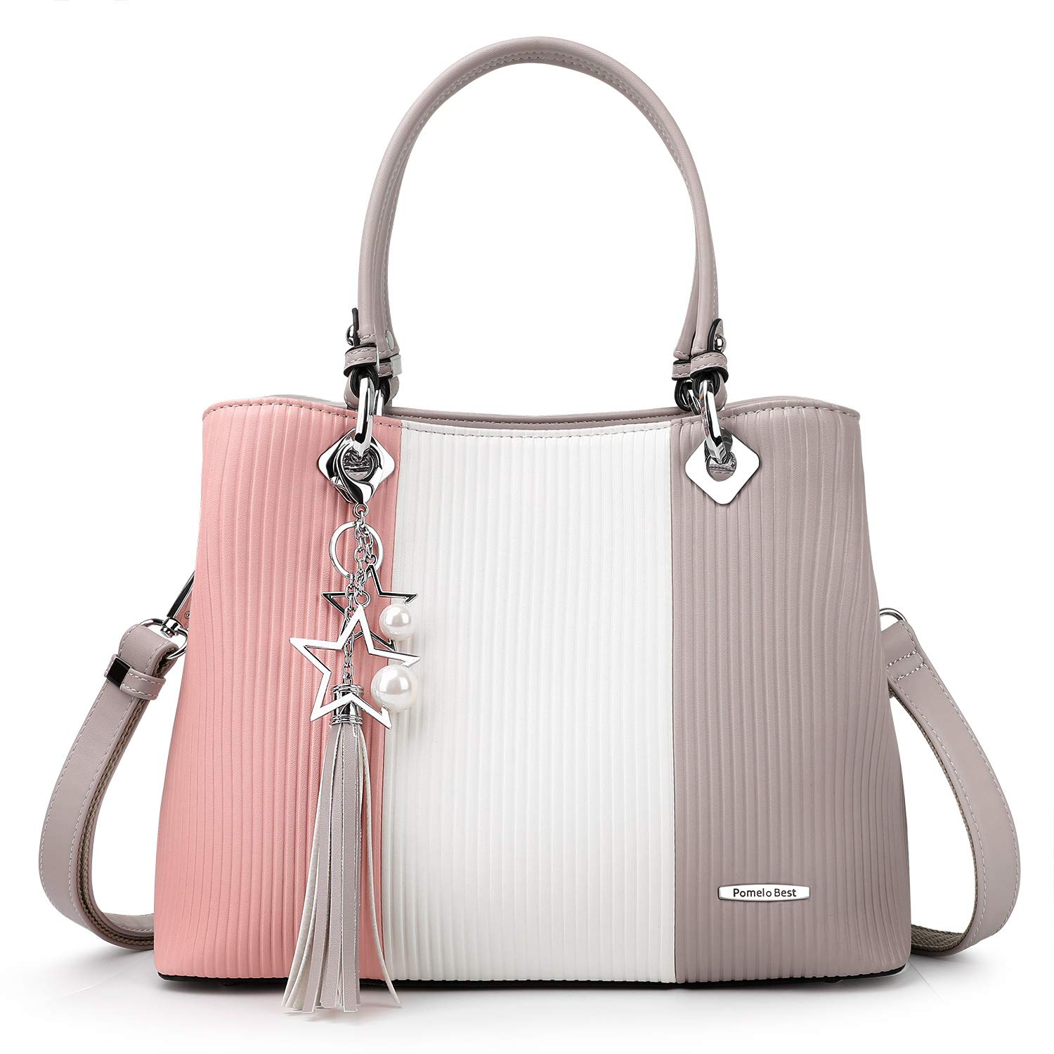 Pomelo BestHandbags for Women with Multiple Internal Pockets in Pretty Color Combination, Women's Satchel Handbag