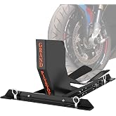 GRAND PITSTOP Universal Wheel Chock for Motorcycle Stand for Trailer Completely Adjustable Detachable Foldable Wheel Chock (Black)
