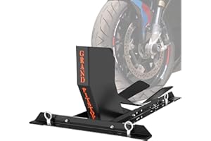 GRAND PITSTOP Universal Wheel Chock for Motorcycle Stand for Trailer Completely Adjustable Detachable Foldable Wheel Chock (Black)