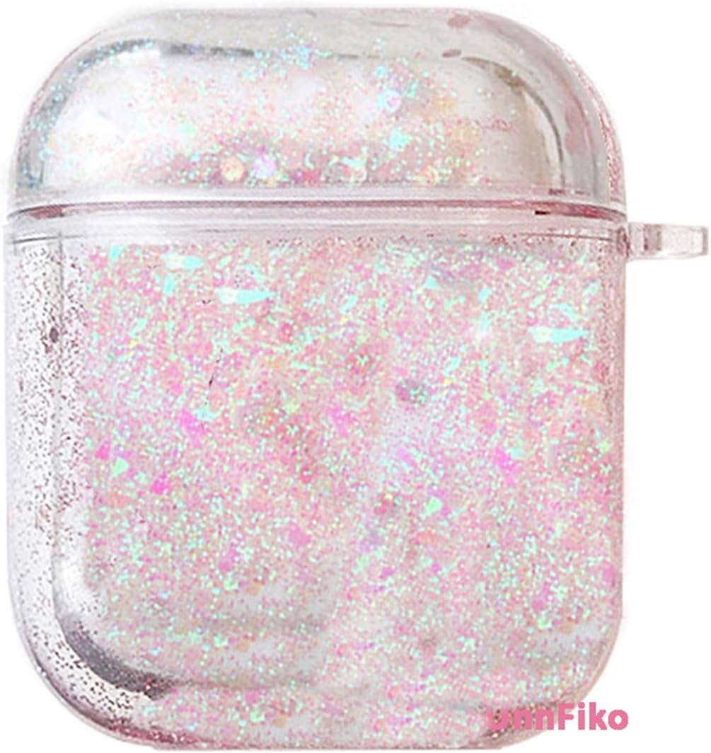 UnnFiko Bling Quicksand Case Compatible with AirPods 1/2, Cute Sparkle Liquid Protective Case