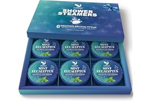 Shower Steamers Aromatherapy, 6 Pack Shower Bombs Organic with Menthol & Eucalyptus Essential Oils, Clear Breathing, Birthday