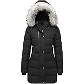 Ampake Women's Winter Warm Puffer Coat Parka Jacket with Faux Fur Removable Hood