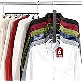 HUITEM Clothes Hangers Space Saving 6 Tier Coat Hangers, Swing Arm Non Slip Padded Multi Sweater & T Shirt Hangers, 2 Packs Heavy Duty Stainless Steel Sweater Closet Organizers and Storage