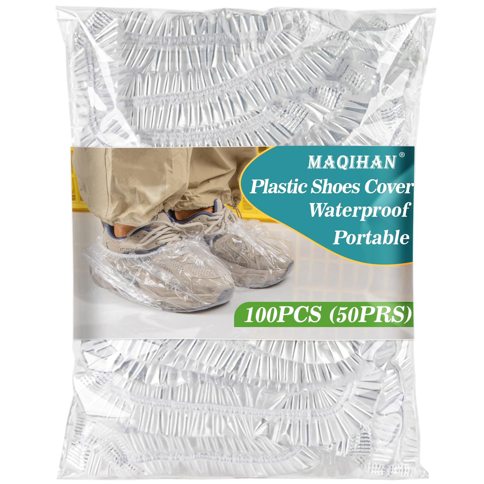 Photo 1 of 60 Pack (30 Pairs) Shoe Covers - Boot Covers Plastic Portable Disposable Waterproof Shoe Covers for Men and Women Fits All Sizes of Shoes for House Cleaning?clear?