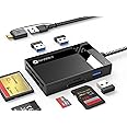 SD Card Reader 7 in 1, WARRKY [Dual Connector USB3.0/USB-C, 2.5FT Nylon Cable] Card Adapter Hub for microSD, SDXC, SDHC, CF, MS, MMC, UHS-I, More, Compatible with Mac, iPad, Phones, Tablet, etc
