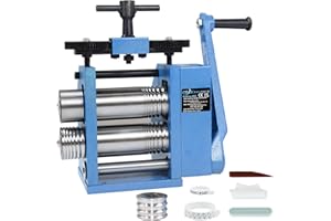 CTISMICE Rolling Mill, 3 in 1 Light Duty Roller Machine with Hand Crank for Pressing Gold Silver Copper Metal into Jewelry Sheets, Square and Half Round Wire of Various Sizes