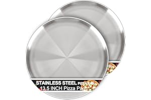 AWTBDP 13½ Inch Pizza Pan for Oven set of 2, Non-Stick Large Round Stainless Steel Pizza Pans plates, Durable Non-Toxic Pizza