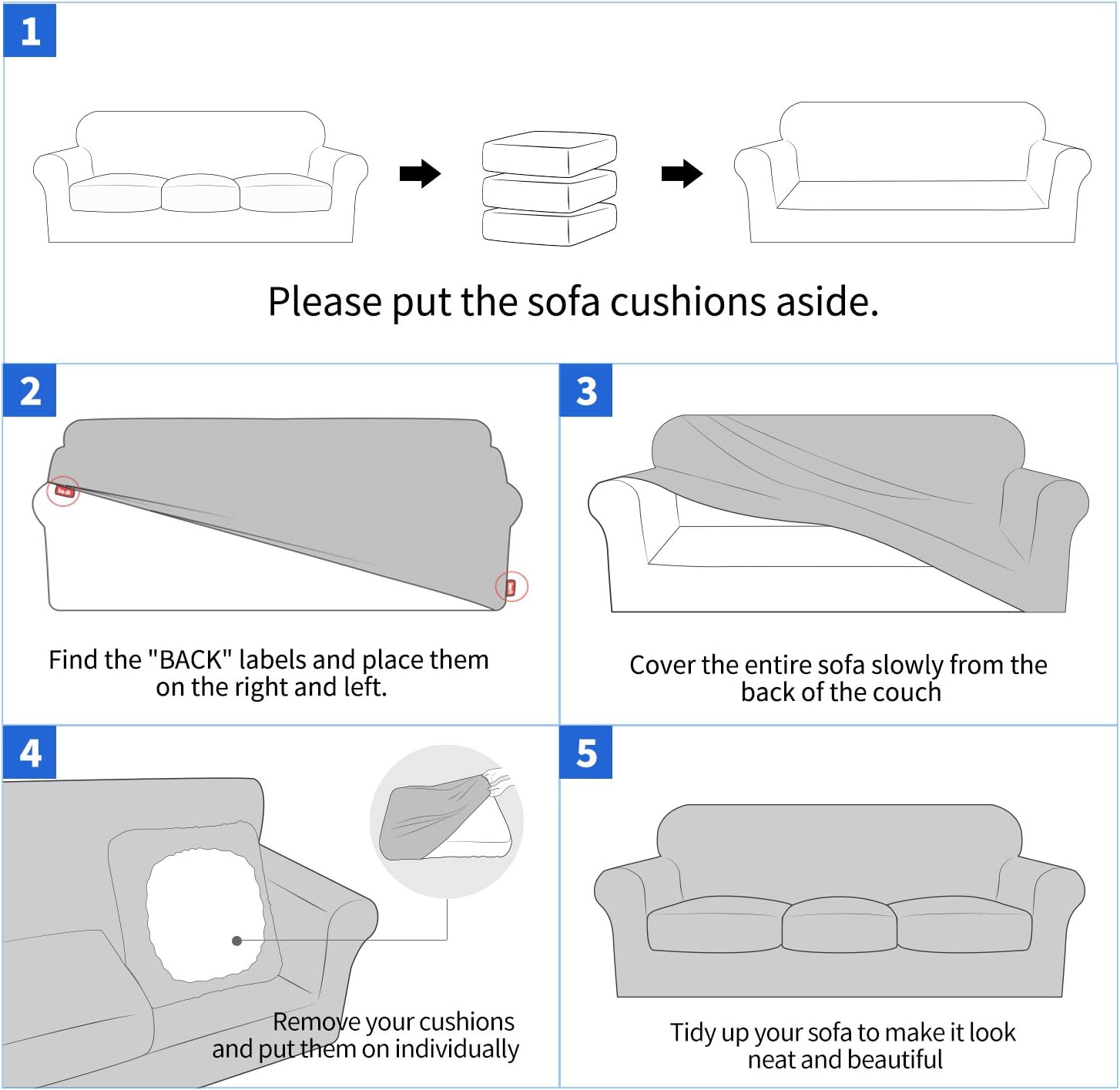 MAXIJIN 2 Piece Newest Jacquard Chair Covers with Arms Super Stretch Non Slip Chair Slipcover for Living Room Dogs Pet Friendly Elastic Sofa Couch Protector Armchair Cover (Chair, Light Gray): Kitchen & Dining