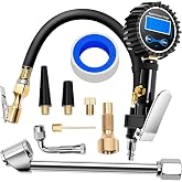 DIKTALK Digital Tire Gauge with Inflator &amp; Deflator - LED Display &amp; 0.1 PSI Resolution - Quick Release Valve &amp; Heavy Duty Chuck - w/Adapter for Car, Truck, SUV, Motorcycle, RV, Balls