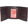 MARSHAL Genuine Leather Kids Slim Compact ID and Coin Pocket Trifold Boys Wallet Black (Burgundy)