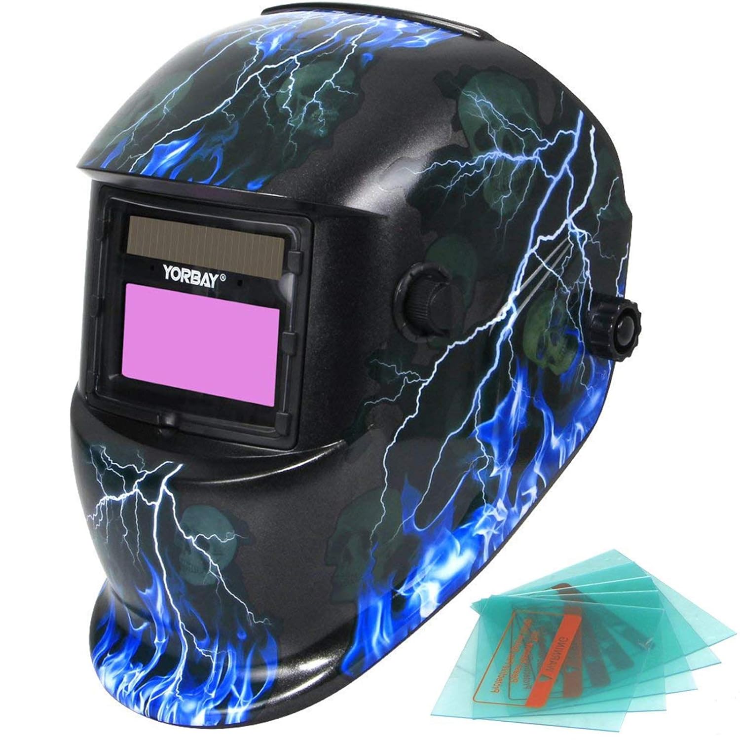 Yorbay Solar Power & Battery Welding Helmet with 5 FREE Lens CE FCC