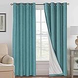 H.VERSAILTEX Linen Blackout Curtains 108 Inches Long 100% Absolutely Blackout Thermal Insulated Textured Linen Look Curtain D