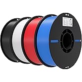 Creality PLA 3D Printer Filament 4KG, Black &amp; White &amp; Red &amp; Blue, 4-Pack | PLA Filament 1.75mm, Smooth Printing, Neatly Wound, +/-0.02mm Accuracy, Compatible with Most FDM 3D Printers