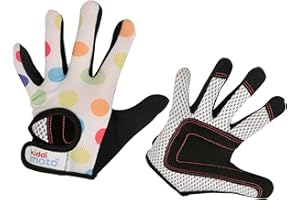 Kiddimoto Kids Cycling Gloves| Anti-Slip Kids Bike Gloves for Boys and Girls| Full Finger Kids Mountain Bike Gloves for BMX, 