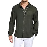 YTD Mens Casual Button Down Shirts Long Sleeve Dress Business Shirt with Pocket