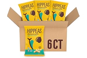 Hippeas Chickpea Puffs, Groovy White Cheddar, 4 Ounce (Pack of 6), 4g Protein, 3g Fiber, Vegan, Gluten-Free, Crunchy, Plant Protein Snacks