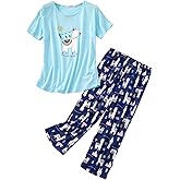 SISKIN Womens Pajama Sets - Capri Pajamas for Women Set Plus Size Sleepwear Tops with Capri Pants Summer Pjs Sets