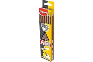 Maped 851721 Black Peps Triangular Graphite Hb Pencil With Eraser (box Of 12 Pencils) Black