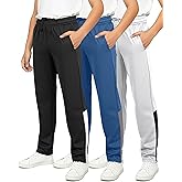 Real Essentials 3 Pack: Boys' Tricot Open Bottom Sweatpants - Athletic Running Pants with Pockets for Kids Teens Youth