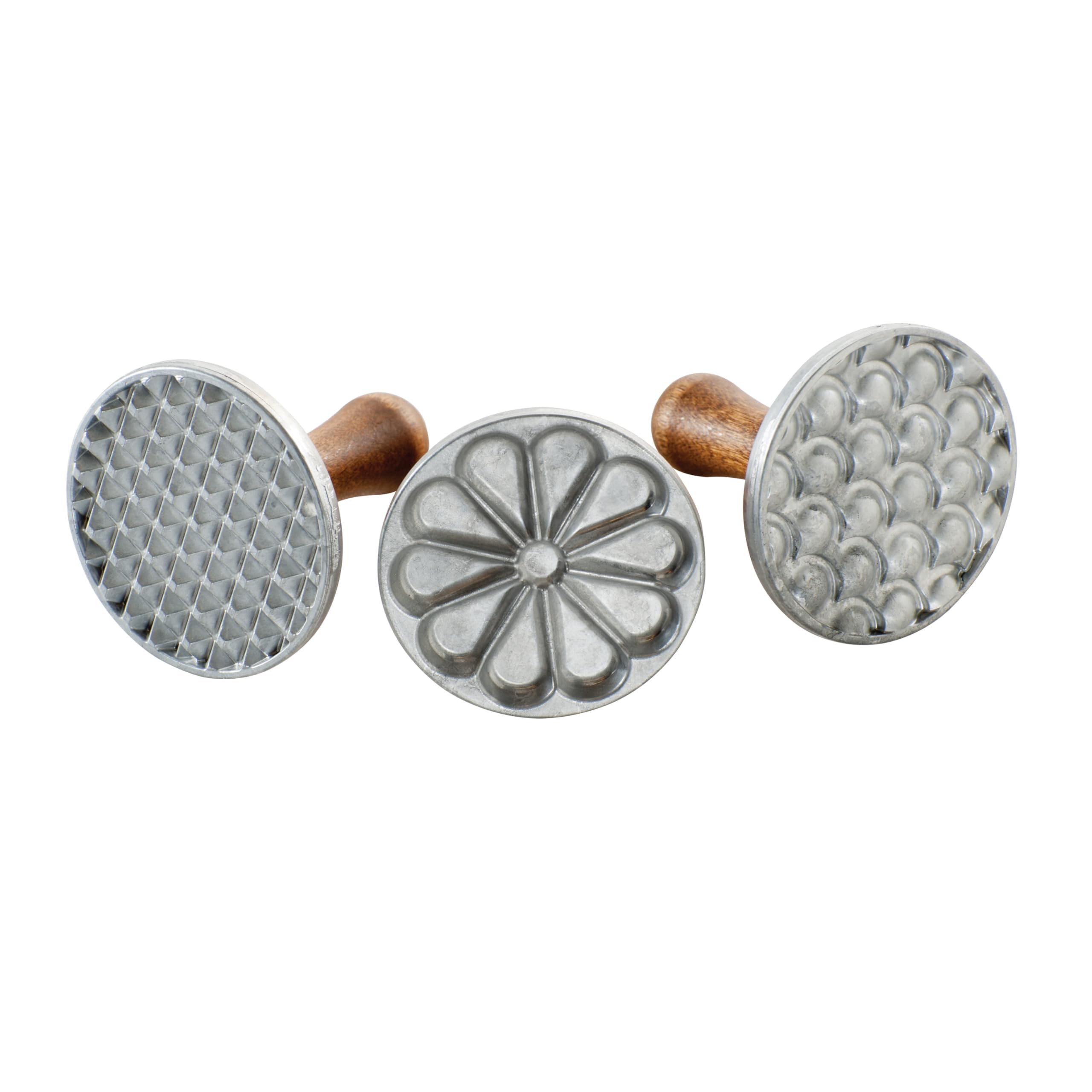 Nordic Ware All Season Cookie Stamps (Set of 3), Sturdy Cast Aluminium Cookie Stamp Set, Cookie Press Set Made in the USA, Sturdy and Durable Biscuit Maker Press Set, Silver