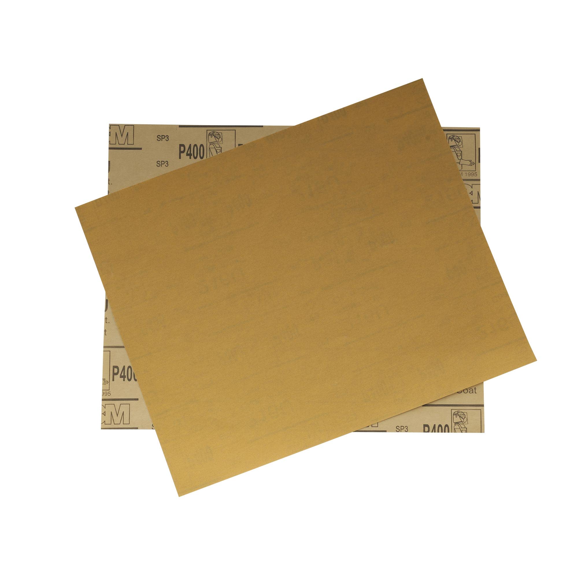 3M 400 Grit Gold Pre-Cut Sandpaper Aluminum Oxide Abrasive Sheet 9 Inch x 11 Inch (Set of 2)