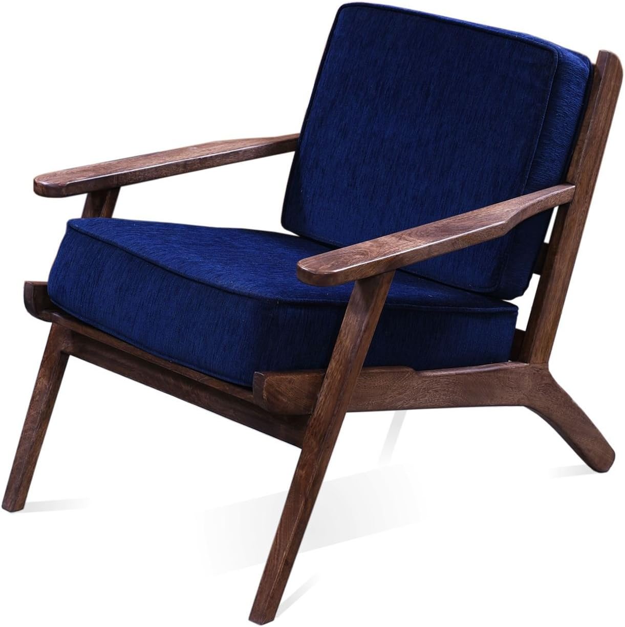 HOMESCAPES Navy Blue ‘Vidia’ Armchair with Removable Chenille 100
