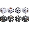 Frienda 8 Pcs Dice Tire Valve Stem Caps, 4 White and 4 Black Dice Style air Valve Caps, Universal ABS Copper Tire Valve Stem Covers for Cars, SUV, Trucks, Bikes, Motorcycles, Bicycles