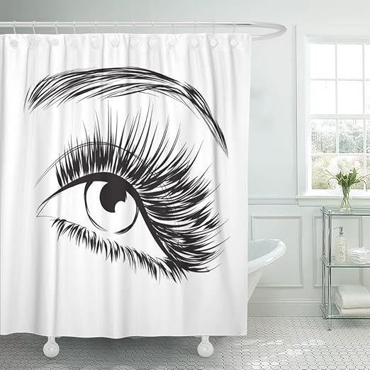 Amazon Com Emvency Shower Curtain Eyelash Lovely Eye Long