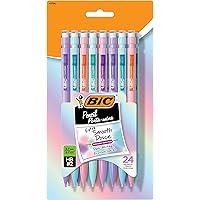 BIC Extra Smooth Pastel Mechanical Pencil, 0.7 mm Medium Point, Smooth and Dark Writing, 24-Count Pack