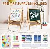 Dripex Bamboo Kids Easel 3-in-1 Double-Sided Magnetic Chalkboard Paper Roll view 7