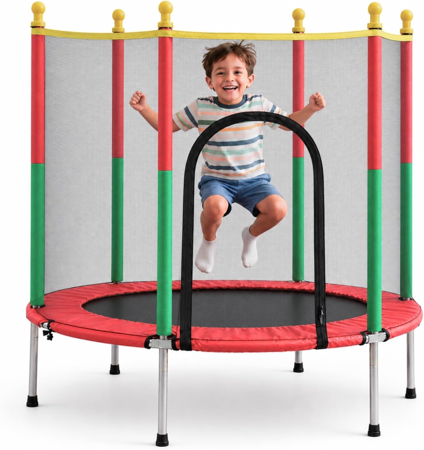 Cama Elástica Pula Pula Trampolim Infantil Colorida Criança Playground Rede com Zíper