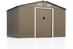 Kurapika 10 x 8FT Outdoor Storage Shed Waterproof, Large Garden Tool House with Air Vents and Lockable Sliding Door, Metal Shed for Garden, Patio, Backyard, Lawn
