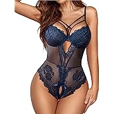 Avidlove Women Lingerie Floral Lace Harness Lingerie Bodysuit One Piece Teddy Babydoll Nightgown