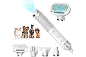 SmartTail Hair Dryer, Dog - Quiet, Portable, Lightweight, 5 in 1 Dog Blow Dryer for Grooming with 4 Nozzles, Pet Hair Dryer with Adjustable Temperature and Speed, for Home Travel Use