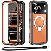 Beasyjoy for iPhone 17 Pro Max Case Waterproof, Built-in Screen Protector & Full Body Protection, Heavy Duty Rugged Military Shockproof Dustproof Case, Compatible with MagSafe, 6.9" Orange
