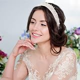 Yolev White Faux Pearl Headbands Bridal Beaded Hair Hoop 14x11.5cm view 4