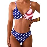 Fanuerg Women's Triangle Bikini Sets Circle Ring Linked Two Piece Swimsuit Color Block Cheeky Bathing Suits