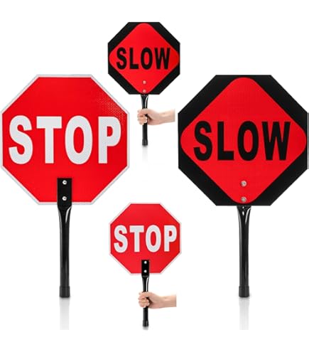 Stop-Lite Flagman's LED Paddle 18" Stop/Slow - Foto 11