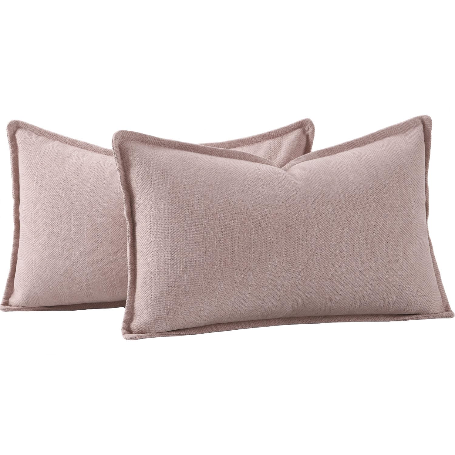 Madizz Textured Chenille Cushion Covers Set of 2 Super Soft Decorative Throw Pillow Covers Boho Pillowcases Modern Home Decor for Sofa Bedroom 12x20 inch, 30x50 cm, Pink