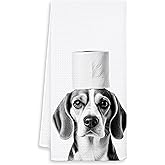 OSLYSOF Funny Beagle Dog Hand Towels for Bathroom Washroom, Dog Bathroom Decor, Beagle Gifts for Women Men Dogs Lovers, Funny Puppy Bathrooms Hand Towels, 16x24 Inch